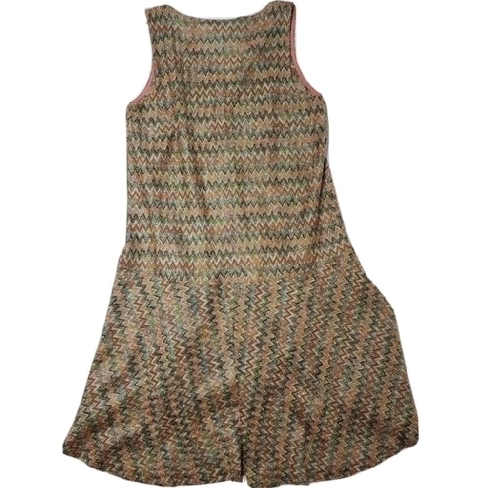 Maeve Small Orange Chevron Midi Sleeveless Dress - Picture 2 of 5